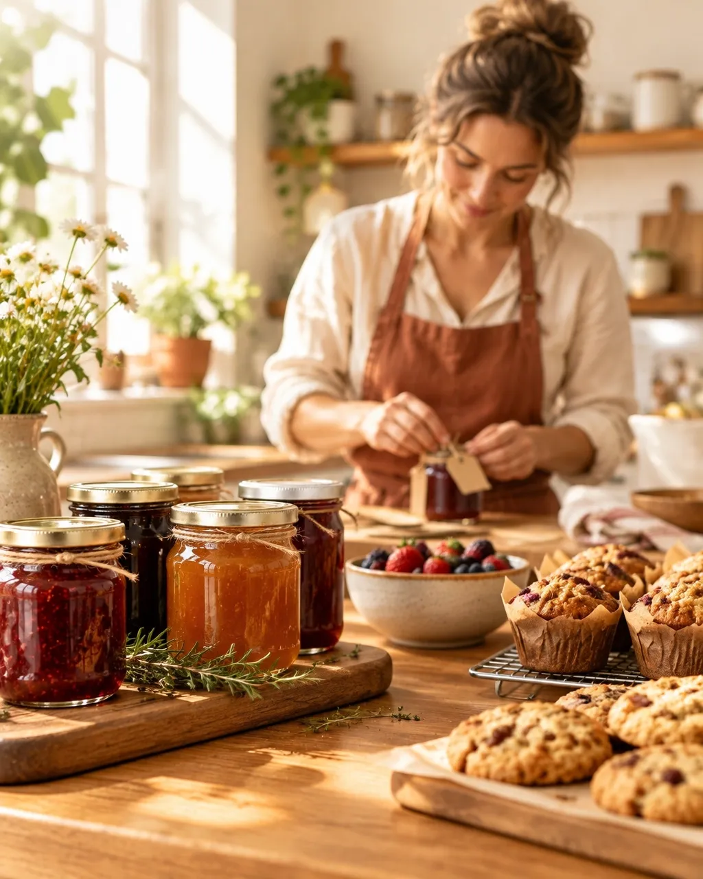Small-batch homemade food products prepared in a home kitchen